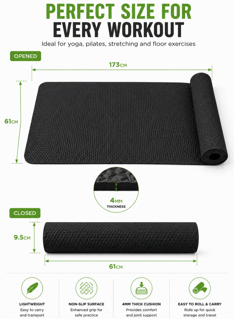 DBLEW Yoga Mat for Home Gym - Non-Slip, Eco-Friendly TPE, Cushioned Exercise Mat Perfect for Yoga, Pilates, Fitness Training, 4MM EVA - Image 3