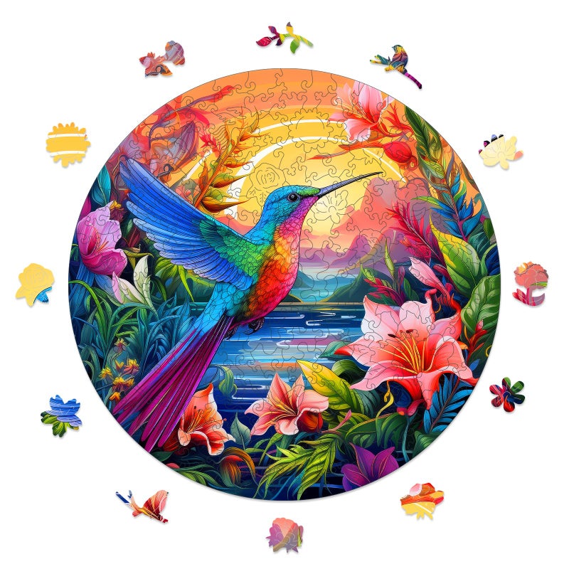 Mocfesk Puzzles for Adults 500 Pieces Hummingbird Flower Wooden Puzzles Unique Shaped Bird Jigsaw Puzzles for Adults and Kids Birthday Fun Challenge Family Game 165 x 165 - Image 3