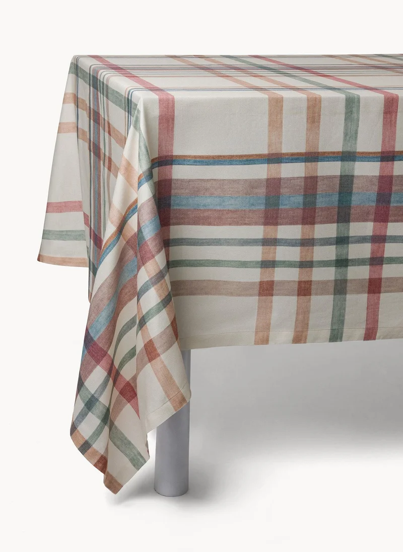 Coincasa Coincasa-Cotton Panama Tablecloth With Checked Print-140X250CM-Multicolor