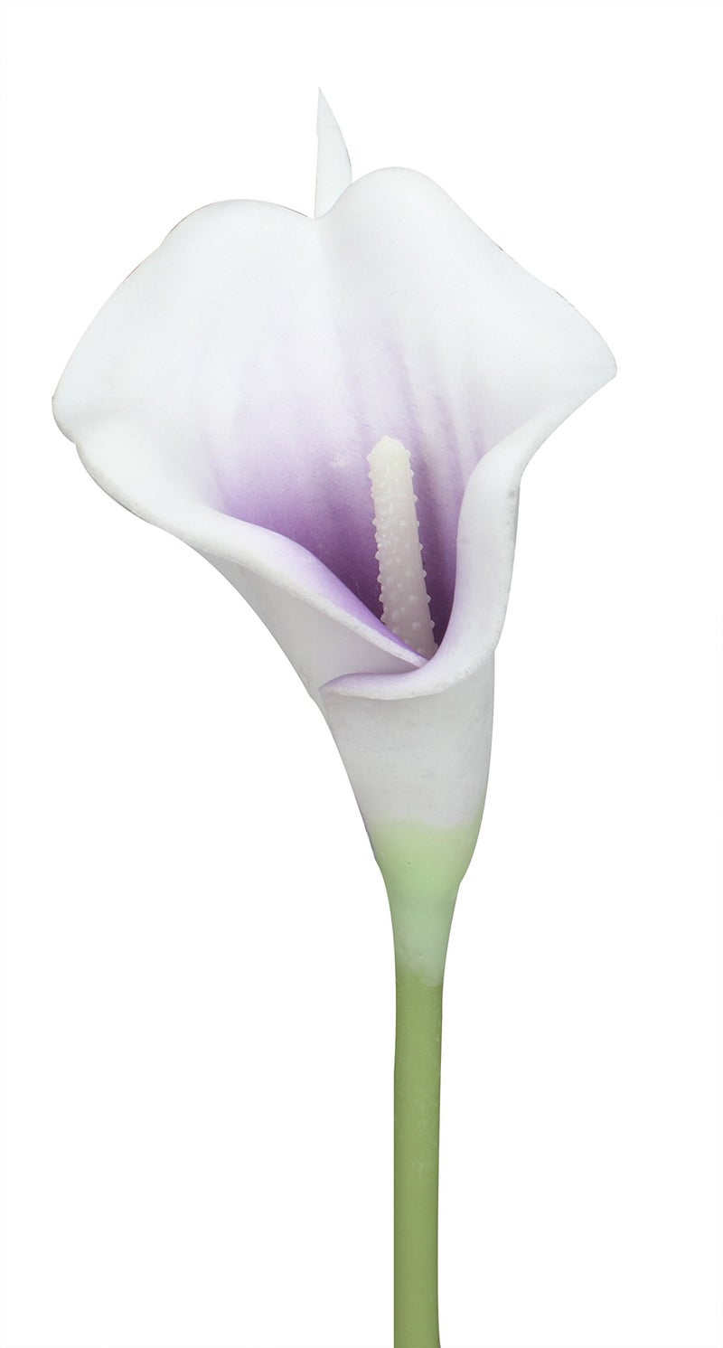 Duovlo 20pcs Calla Lily Bridal Wedding Bouquet Lataex Real Touch Artificial Flower Home Party Decor (Purple in White) - Image 2