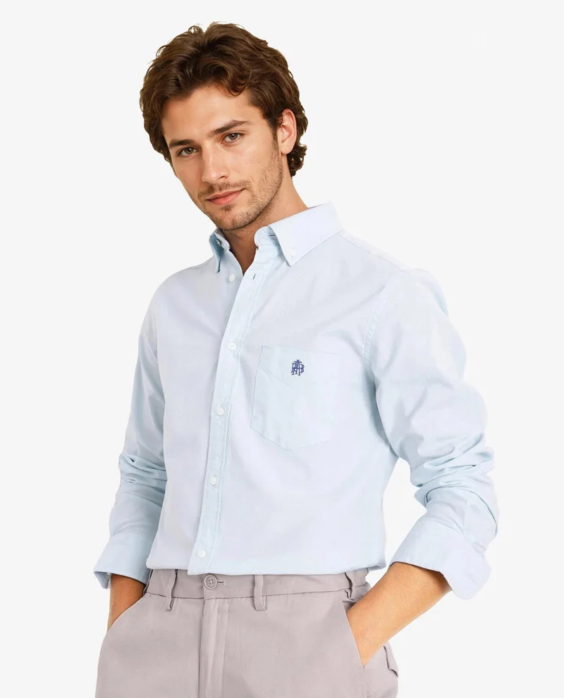 Rare Rabbit Men's Button-Down Plain Formal Shirt With Embroidered Logo