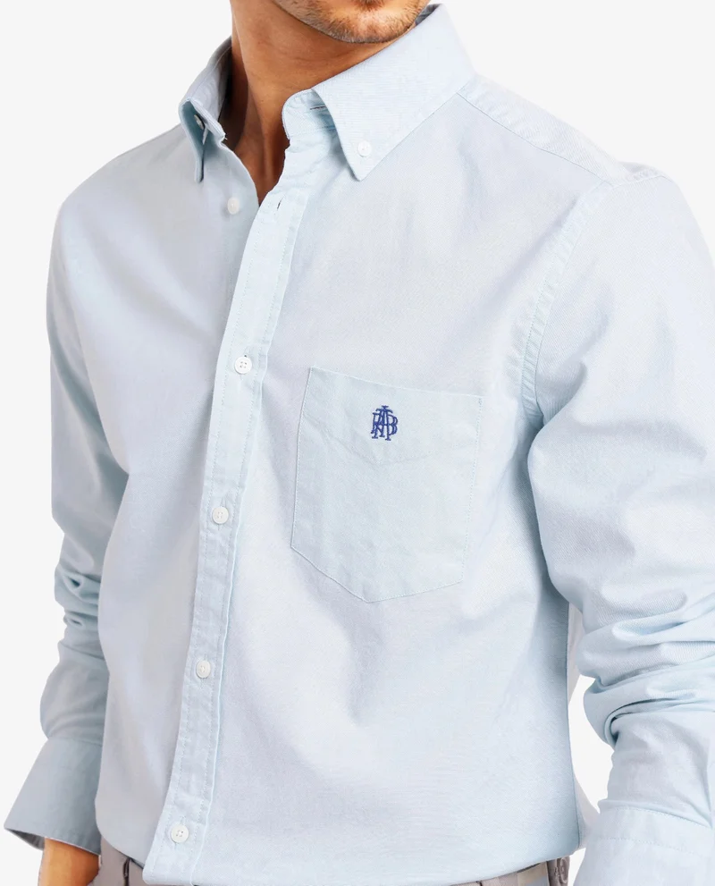 Rare Rabbit Men's Button-Down Plain Formal Shirt With Embroidered Logo
