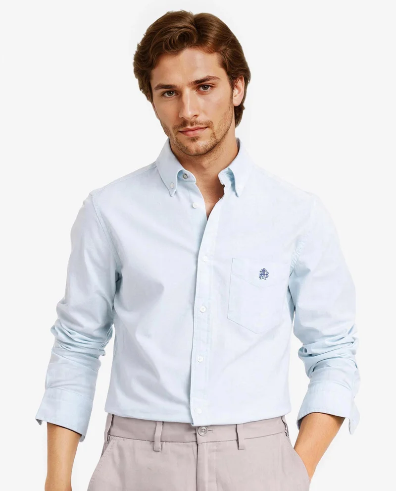 Rare Rabbit Men's Button-Down Plain Formal Shirt With Embroidered Logo