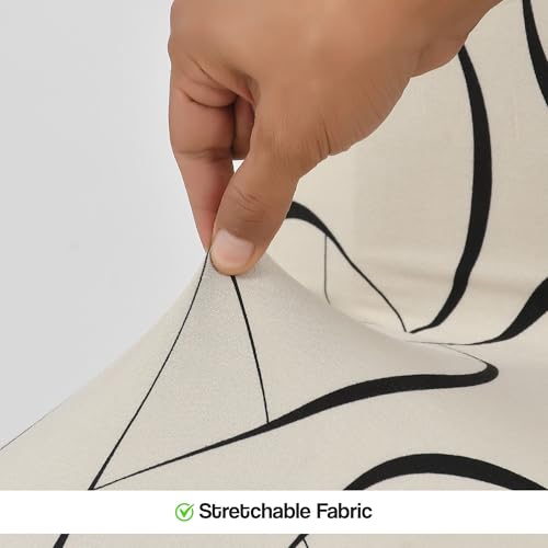Yellow Weaves Elastic Stretchable Dining Chair Cover, Removable Washable Elastic Floral Printed Dining Chair Covers (Set of 4, Natural Beige) - Image 4