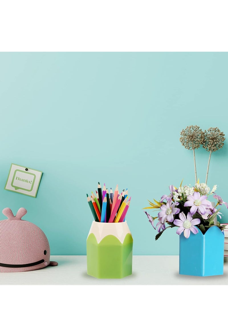 Oasisgalore - 4 Pieces Pencil Shaped Pot Pen Holders,Pencil Storage Organizer Desktop Accessories Cup School Supplies Home Office - Image 1