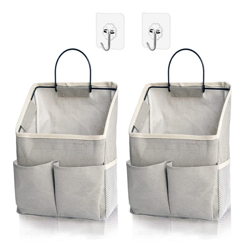 Someteth 2 Pack Wall Hanging Storage Bag,Wall Hanging Organizer with Pockets, Hanging storage basket for Dormitory Bathroom Bedroom (Grey-upgraded) - Image 1
