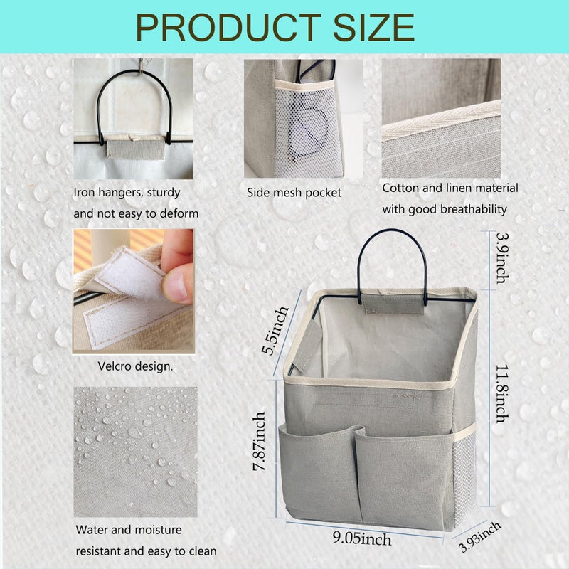 Someteth 2 Pack Wall Hanging Storage Bag,Wall Hanging Organizer with Pockets, Hanging storage basket for Dormitory Bathroom Bedroom (Grey-upgraded) - Image 2