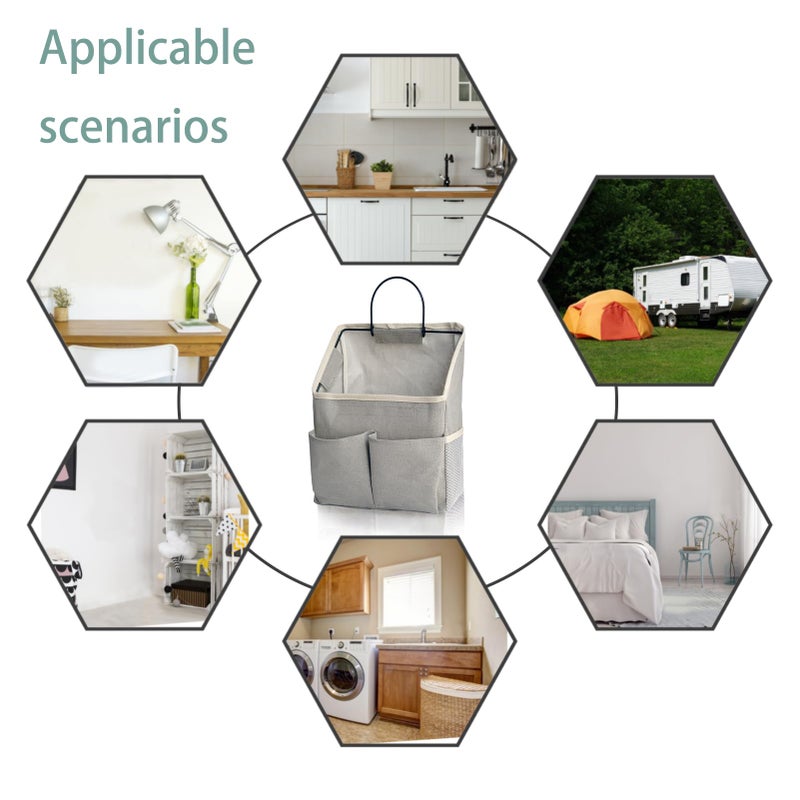 Someteth 2 Pack Wall Hanging Storage Bag,Wall Hanging Organizer with Pockets, Hanging storage basket for Dormitory Bathroom Bedroom (Grey-upgraded) - Image 5