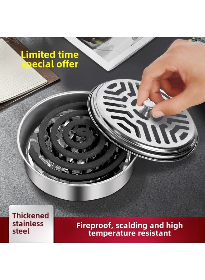 Fireproof Mosquito-repellent Incense Box Household Stainless Steel Mosquito-repellent Incense Tray With Cover Mosquito-repellent Incense Rack Creative Ash Tray Mosquito-repellent Incense Tray-Color:1 Pack [durable For 10 Years]  - Image 1