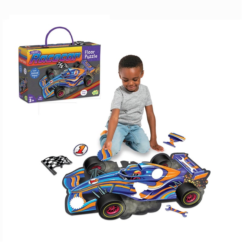 Peaceable Kingdom Giant Floor Puzzles with Uniquely Fun Shaped Pieces for Kids Ages 3 Gifts for Boys and Girls Racecar - Image 3
