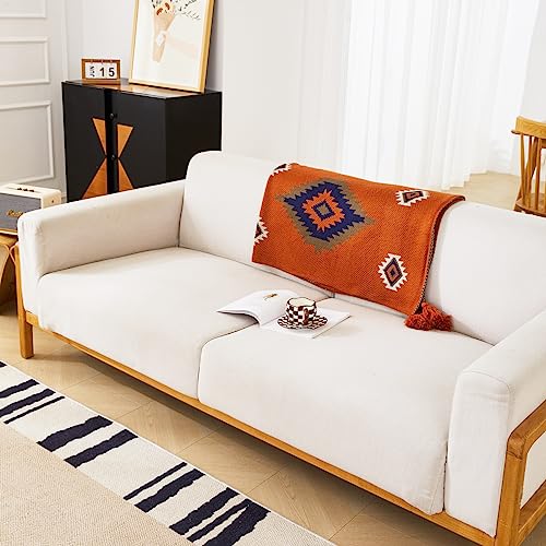 AIVIA Chair Throw Blankets, Acrylic Knitted Southwest Tribal Bed Couch Sofa Blanket, Native American Southwestern Soft Warm Throw Navaho Living Room Bedroom (Rusted Brown Navy White, 60”x80”) - Image 3