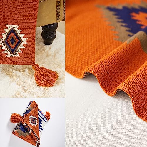 AIVIA Chair Throw Blankets, Acrylic Knitted Southwest Tribal Bed Couch Sofa Blanket, Native American Southwestern Soft Warm Throw Navaho Living Room Bedroom (Rusted Brown Navy White, 60”x80”) - Image 4