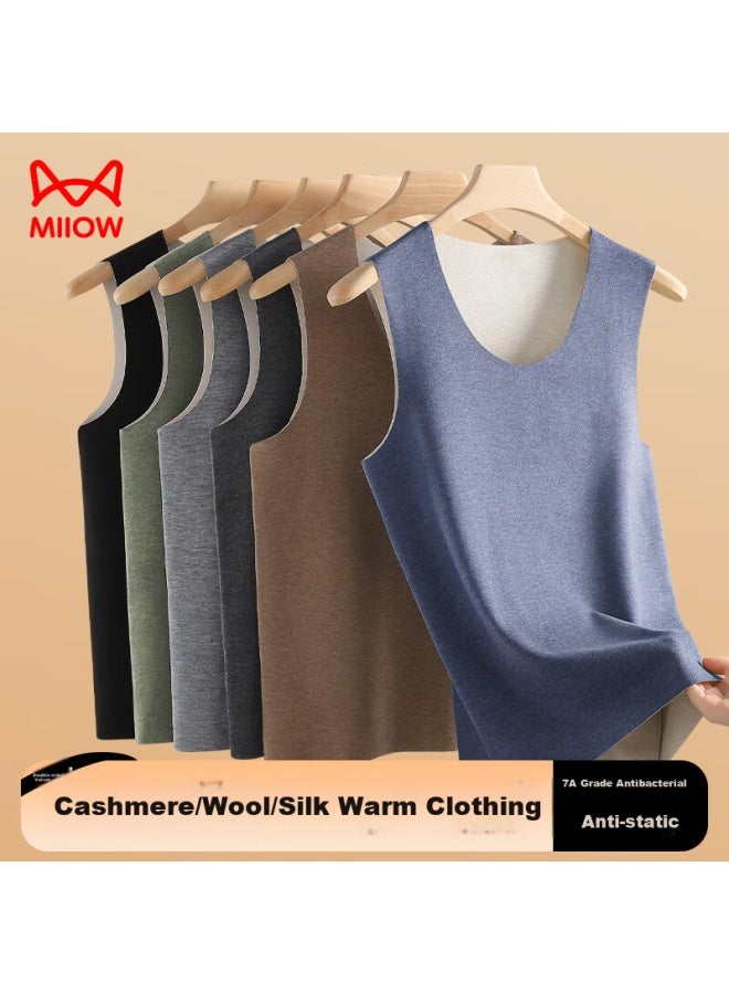 MIIOW MIIOW 2-piece Thermal Vest, Men's Underwear, Conta Cashmere And Silk, Heat-generating, Seamless, Autumn And Winter Fleece-lined, Cold-proof Vest, Sleeveless Jacket - Image 3