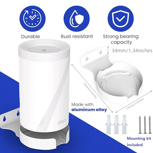 Bangcheer Wall Mount for TPLink Deco BE63 BE65BE67BE68BE10000BE11000BE14000 Mesh WiFi 7 System Saving Space Aluminum Alloy Wall Hanging Bracket Holder with Cable Storage Rack White1Pack - Image 3