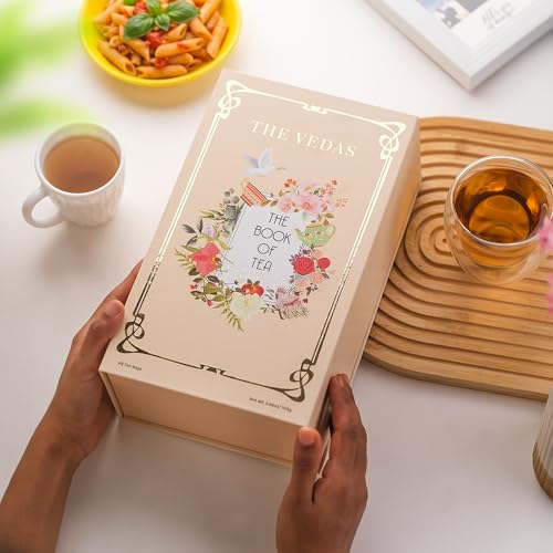 The Vedas Book Of Tea Gift Set | Gifts for women & men | Assorted Tea Bags| Hamper Box | 48 Teabags | 12 Exotic Herbal Tea Blends | Corporate Gifting | mothers day gift for mom - Image 1