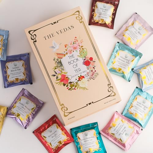 The Vedas Book Of Tea Gift Set | Gifts for women & men | Assorted Tea Bags| Hamper Box | 48 Teabags | 12 Exotic Herbal Tea Blends | Corporate Gifting | mothers day gift for mom - Image 3