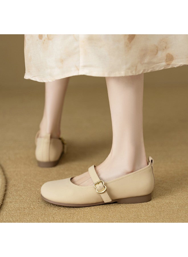 YEARCON أحذية ماري جين 2025 ربيع وخريف جديدة عتيقة خفيفة الوزن كعب منخفض نعل ناعم بكلة مسطحات نسائية - Image 5