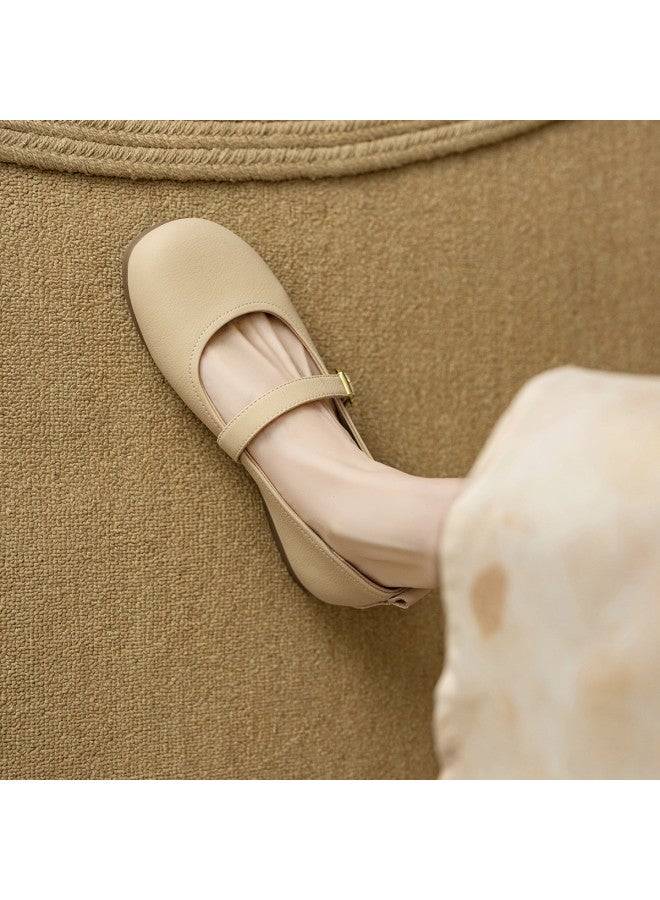 YEARCON أحذية ماري جين 2025 ربيع وخريف جديدة عتيقة خفيفة الوزن كعب منخفض نعل ناعم بكلة مسطحات نسائية - Image 3