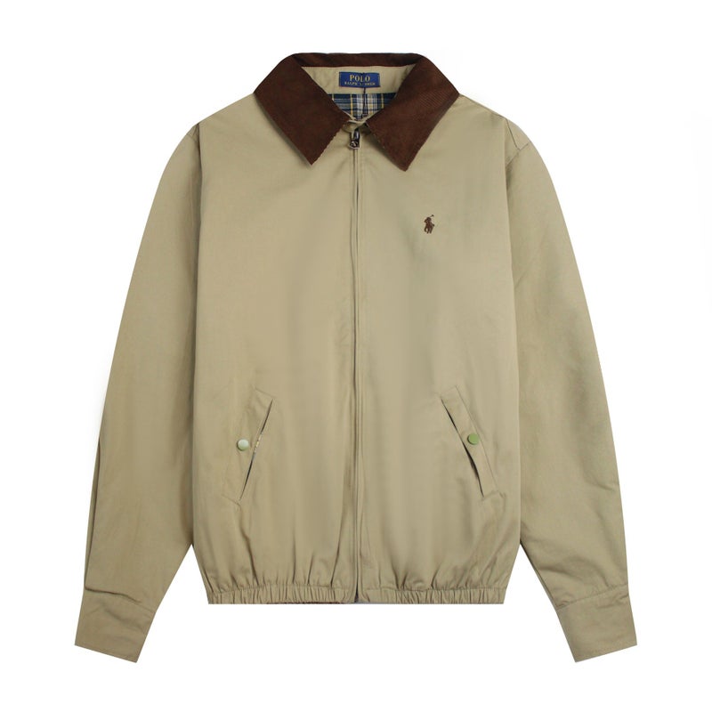 Vintage American Style Embroidery Lapel Jacket Casual Loose Fit Corduroy Casual Windbreaker For Men And Women Khaki 