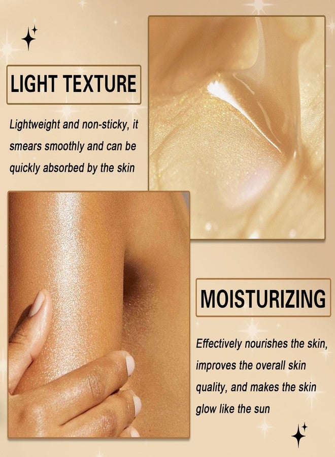 QIUFSSE Body Glow Oil,SPF 45 Broad Spectrum,Body Shimmer Oil with Gold Mica,Glitter Sunscreen with Coconut,Lightweight Non-Sticky,Water Resistant,Glowing Results,3.72 fl oz,GOLD - Image 3