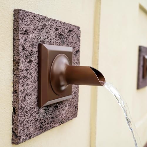 PONDO 2 Round Water Fountain Spout 316 Stainless Steel Spillway Waterfall Accent Scupper Feature with Integrated Spray Baffle for Landscape Decor Garden Pond Pool Fountain Brown - Image 1
