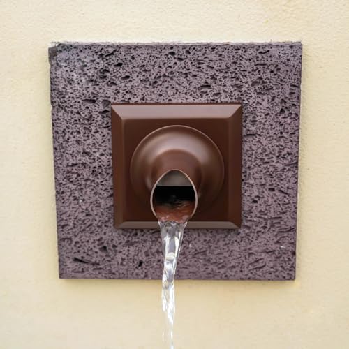 PONDO 2 Round Water Fountain Spout 316 Stainless Steel Spillway Waterfall Accent Scupper Feature with Integrated Spray Baffle for Landscape Decor Garden Pond Pool Fountain Brown - Image 3