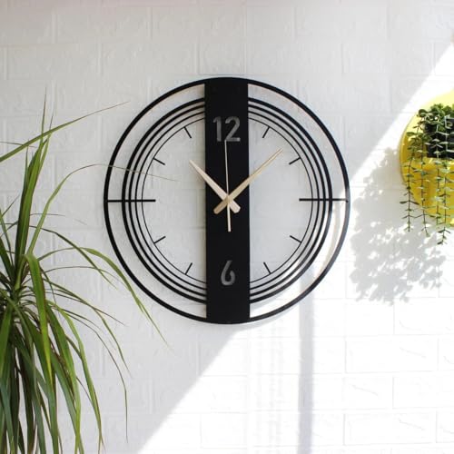 AVVIC MART Stylish Metal Analog Wall Clock for Living Room, Bedroom, Office, Kitchen, Home and Hall | Antique Fancy Big Size Modern Wall Watch for Home Decor (DA-178, 50CM), DA178, Black - Image 1
