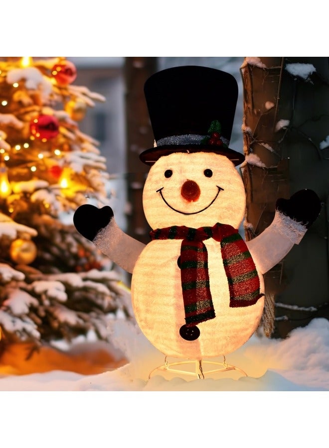 CCOVERY Lighted Snowman Outdoor Christmas Decorations 28 inch Light up Snowman with LED Lights Pre-lit Snowman with Top Hat Holiday Ornaments Yard Decor - Image 1