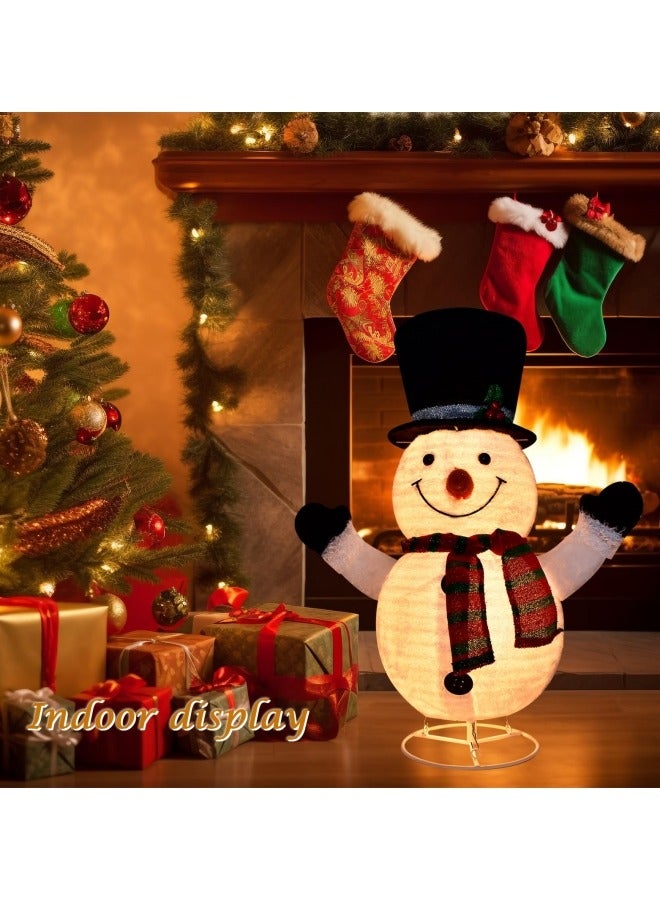 CCOVERY Lighted Snowman Outdoor Christmas Decorations 28 inch Light up Snowman with LED Lights Pre-lit Snowman with Top Hat Holiday Ornaments Yard Decor - Image 3