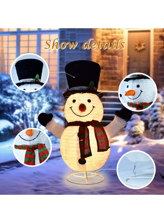 CCOVERY Lighted Snowman Outdoor Christmas Decorations 28 inch Light up Snowman with LED Lights Pre-lit Snowman with Top Hat Holiday Ornaments Yard Decor - Image 5