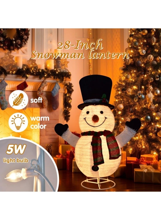 CCOVERY Lighted Snowman Outdoor Christmas Decorations 28 inch Light up Snowman with LED Lights Pre-lit Snowman with Top Hat Holiday Ornaments Yard Decor - Image 4