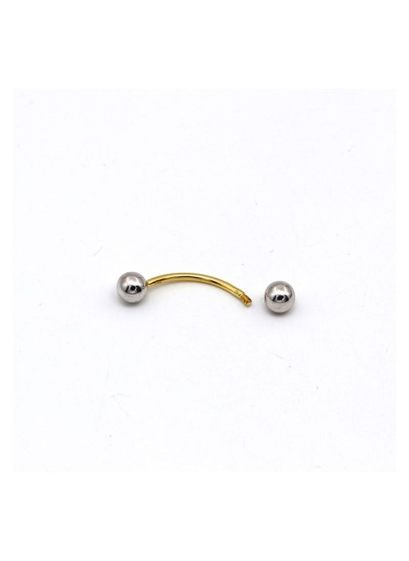 Gold Zone - Real Gold 2 Color Plain Belly Navel And Nose Piercing 0017 BP1019 - Image 1