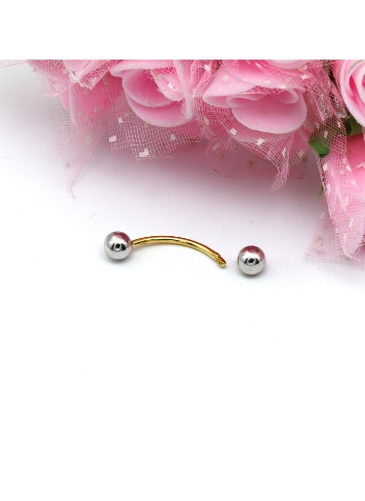 Gold Zone - Real Gold 2 Color Plain Belly Navel And Nose Piercing 0017 BP1019 - Image 1