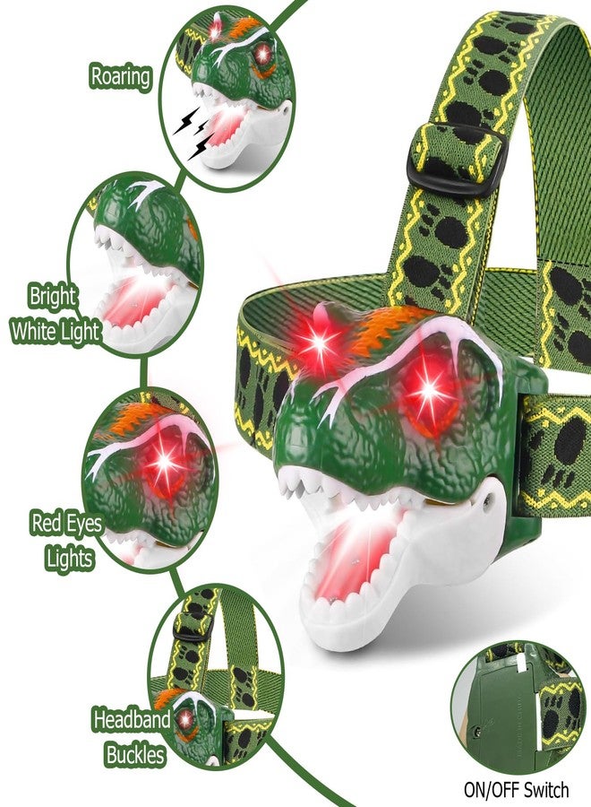 UPSIME Dinosaur Headlamp for Kids Flashlights Camping Gear - Dinosaur Toys for Boys Girls 3+ Outdoor Toys Birthday Parties Halloween Christmas Stocking Stuffers Gifts - Image 3