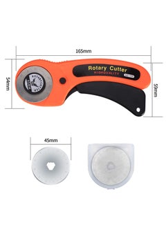 Y&D 45mm Rotary Cutter, Fabric Cutter with 5pcs Extra Blades Ergonomic Handle Rolling Safety Lock for Fabric, Leather, Crafting, Sewing, Quilting, Left & Right Hand（Orange）  - Image 2