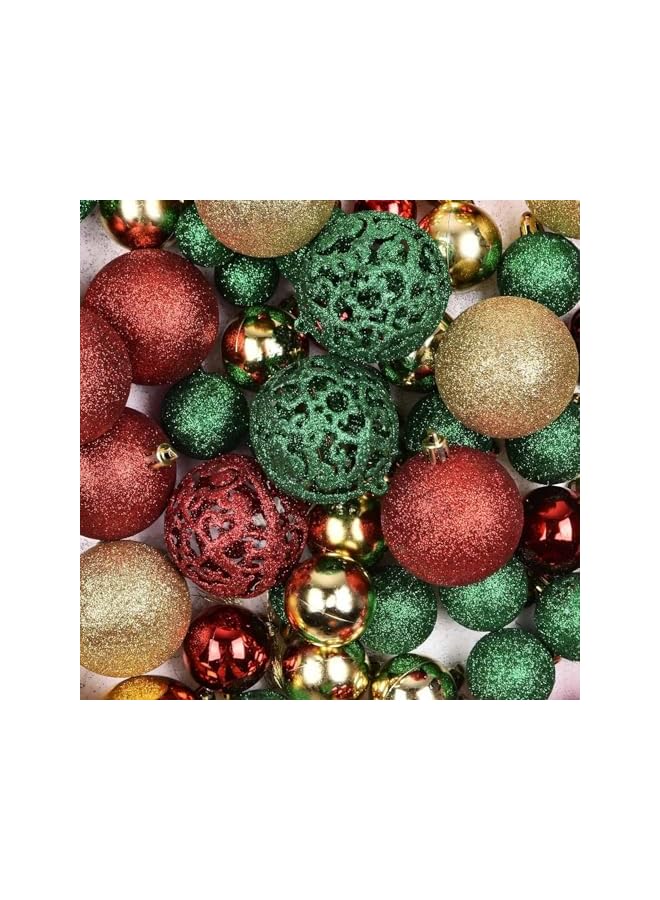 The Bros 100 كرة زينة شجرة عيد الميلاد، مجموعة زينة شجرة عيد الميلاد غير قابلة للكسر مع عبوة هدايا قابلة لإعادة الاستخدام للزينة في عطلة عيد الميلاد (ذهبي، أحمر، أخضر) - Image 3