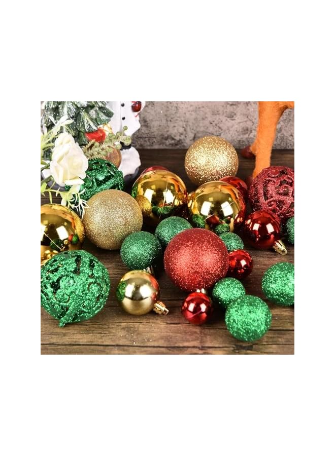 The Bros 100 كرة زينة شجرة عيد الميلاد، مجموعة زينة شجرة عيد الميلاد غير قابلة للكسر مع عبوة هدايا قابلة لإعادة الاستخدام للزينة في عطلة عيد الميلاد (ذهبي، أحمر، أخضر) - Image 2