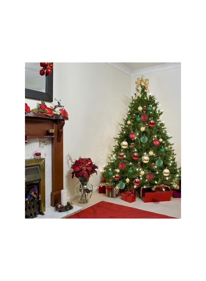 The Bros 100 كرة زينة شجرة عيد الميلاد، مجموعة زينة شجرة عيد الميلاد غير قابلة للكسر مع عبوة هدايا قابلة لإعادة الاستخدام للزينة في عطلة عيد الميلاد (ذهبي، أحمر، أخضر) - Image 5