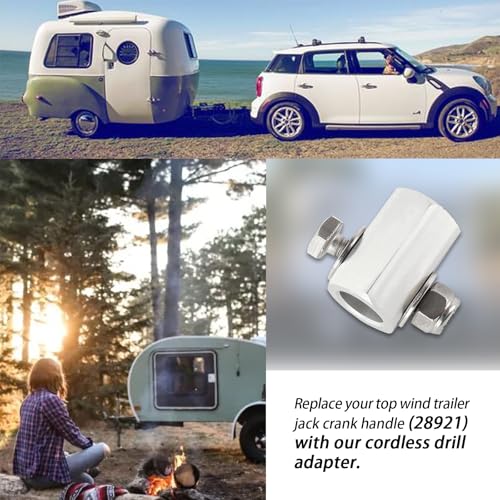 XTPTFABS Cordless Drill AdapterReplace Top Wind Trailer Jack Crank Handle 28921 Cordless Drill AdapterAluminum Adapter - Image 3
