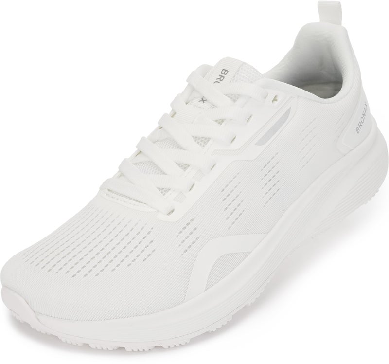 BRONAX Mens Wide Toe Box Running Shoes Fitness Breathable Mesh Training Walking Sports Size 8w Outdoor Rubber Outsole Athletics Gym Jogging Tennis Footwear for Male White 41 - Image 1