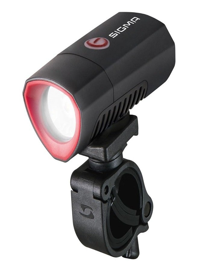 Sigma Buster 300 Front Light for Night Rides, Races, 300 Lumen, 70 m Beam Range, Four Light Modes, Flexible Mounting, 360° Adjustable Bracket, IPX4 Splash Rating, Integrated Micro USB Charging