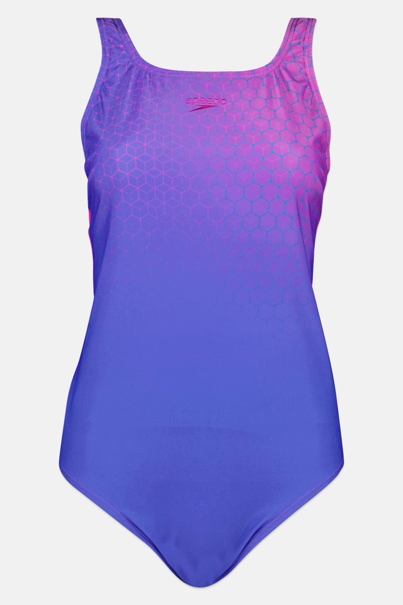 speedo Women Non Padded Embroidered Logo One Piece, Multicolor - Image 2