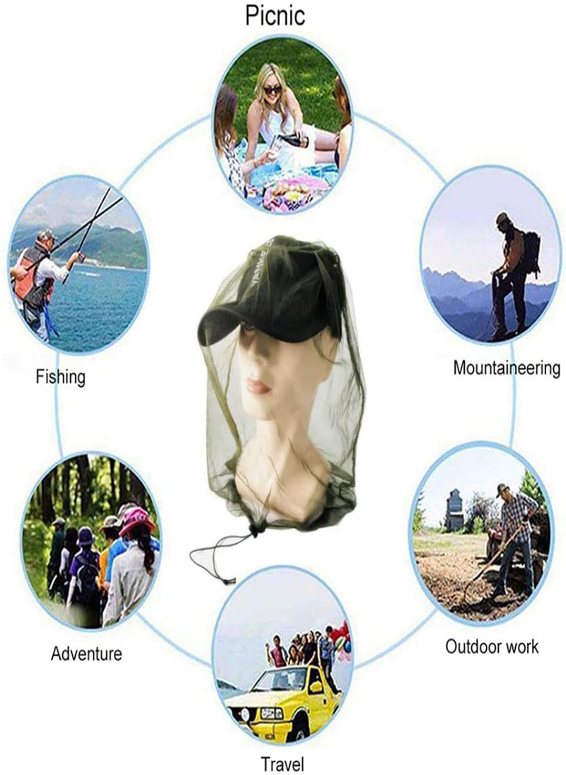 Midge Net Head Cover Mosquito Head Net Beekeeper Hat Mosquito Head Net Mesh Anti Bug Insect Head Net Face Protection for Outdoor Fishing Camping Hiking Green