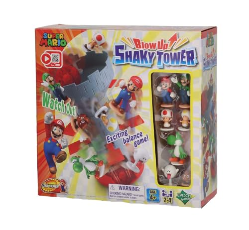 Epoch Games Super Mario Blow Up Shaky Tower Balancing Game  Tabletop Skill and Action Game with Collectible Super Mario Action Figures Pack of 1 - Image 1