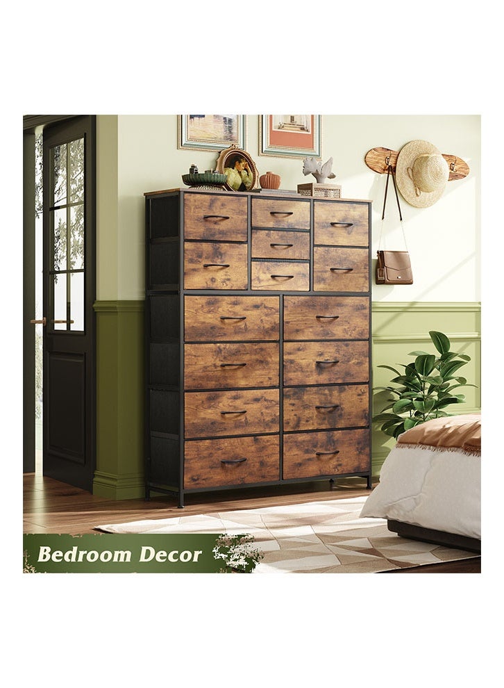 إن كي أكس خزانة تخزين قماشية كبيرة الحجم مكونة من 15 درجًا للاستخدام داخل غرفة النوم المنزلية، لون بني، 100 سم - Image 2