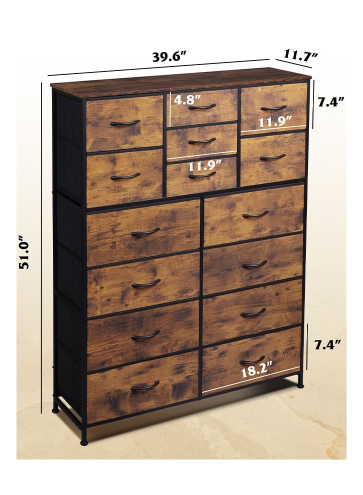 إن كي أكس خزانة تخزين قماشية كبيرة الحجم مكونة من 15 درجًا للاستخدام داخل غرفة النوم المنزلية، لون بني، 100 سم - Image 3