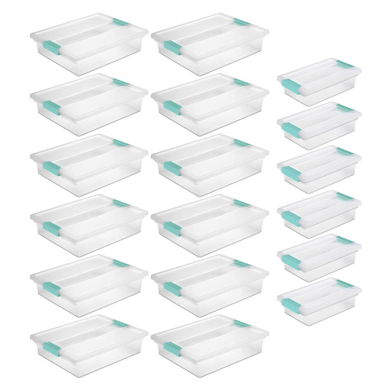 Sterilite 12 Pack Large Clip and 6 Pack Small Clip Plastic Storage Organizer Bins