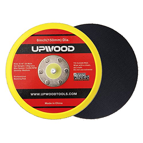 UPWOOD 2 pcs 6" Hook and Loop Backing Pad for Air Sander Polisher, 5/16" Arbor with 24 Thread 1,3000RPM DA Sanding Pad - Image 1