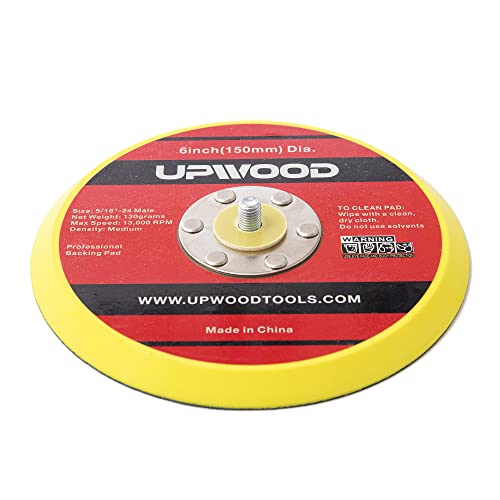 UPWOOD 2 pcs 6" Hook and Loop Backing Pad for Air Sander Polisher, 5/16" Arbor with 24 Thread 1,3000RPM DA Sanding Pad - Image 4