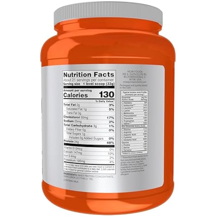 now Sports Nutrition, Whey Protein Concentrate, 24 g With BCAAs, Unflavored Powder, 1.5-Pound - Image 2